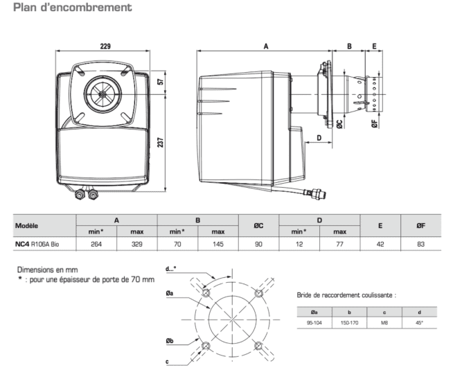 optelium plan d'encombrement bruleur biofioul F30 cuendo