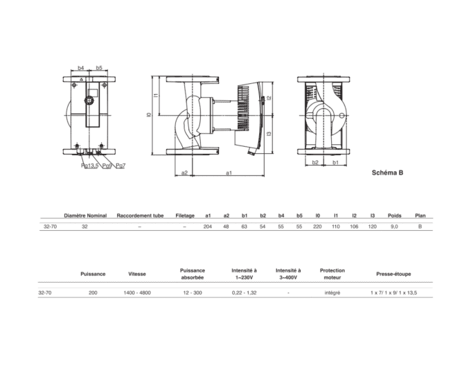 optelium salmson siriux 32 - 70 dimension 